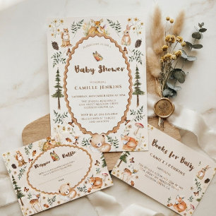 Cottagecore bos baby shower uitnodiging servet
