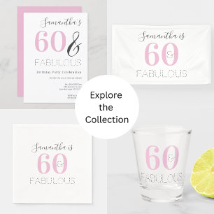 60e verjaardag Moderne roze partij uitnodiging