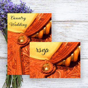 Western Zaddle Country Wedding RSVP Response Kaart