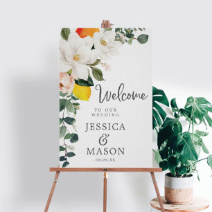 Magnolia Citrus Wedding Invitation Kaart