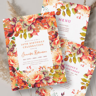 Herfst Herfst Waterverf Bloemen 30ste Verjaardagsf Kaart