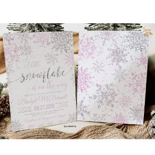 Snowflake Winter Baby shower Girl Waterfles Etiket