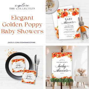 Summer Golden Poppy Baby shower Kaart