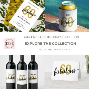 60 en Fabulous 60th Birthday Gift Wijn Etiket