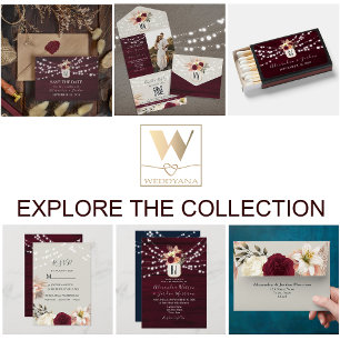 String Lights Rustieke Bourgondische bruiloft All In One Uitnodiging