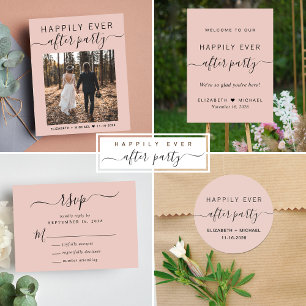 Trouwfoto QR-code Happily Ever After-feestje Aankondigingskaart