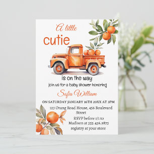 kleine cutie oranje truck citrus baby shower kaart