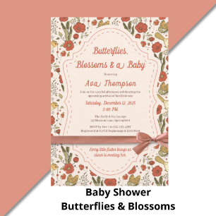 Baby Shower   Vlinders & Bloesems Poëtisch Bloemmo Rond Kussen