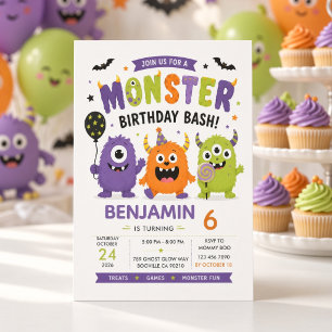 Persoonlijke verjaardagskaart Halloween Cute Monst Cadeaupapier