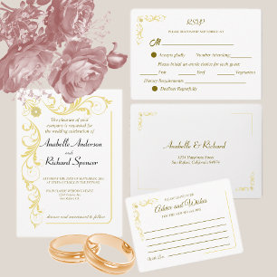 Elegant Victoriaans bruiloft en advies Informatiekaartje