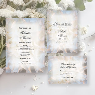 White Carnance Floral Wedding RSVP Response Kaart