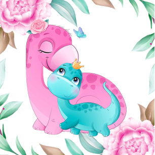 Cute Pink Blauwgroen Dinosaurs Girl Baby shower Kaart