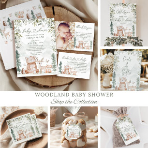 Woodland Animals Baby shower Boeken voor Baby Informatiekaartje