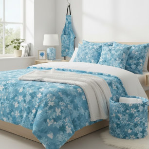 Bloemmotief Oceaanbries Turquoise Botanisch Ronde Klok