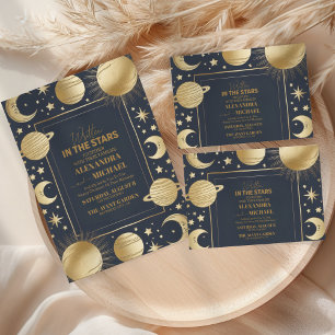 Hemelse Marine Gouden Halve Maan bruiloft Save The Date