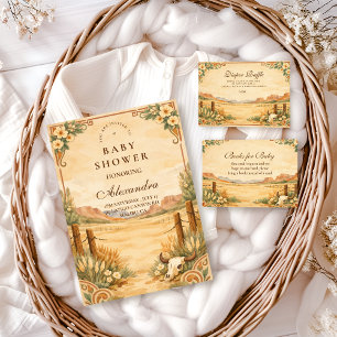 Westerse Woestijn Wilde Bloem Baby Shower Kaart