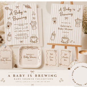 Baby is Brewing Hand Getekende Koffie Baby Shower Kaart