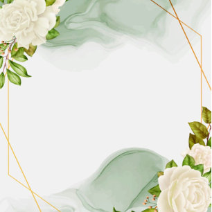 Elegant Green White Roses Couples Shower Invites