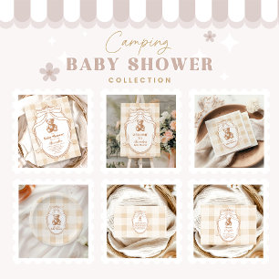 Gingham French Teddy Bear-Baby shower Servet