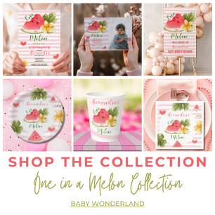 Foto Waterverf Een in een meloen Eerste Verjaardag Bedankkaart