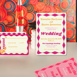 Groovy Pink and Orange Wedding Save The Date