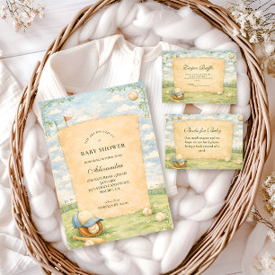 Retro honkbalveld baby shower servet