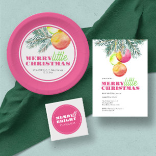 Helder Roze en Groene Kerstmis Dank u Kaart