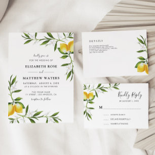 waterverf citroenblad bruiloft uitnodiging