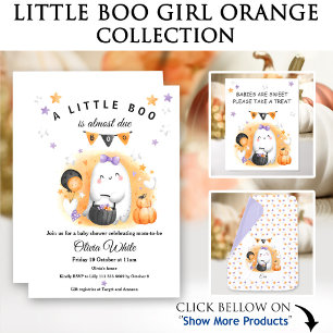 Halloween Oranje kleine spook meisje Baby shower All In One Uitnodiging