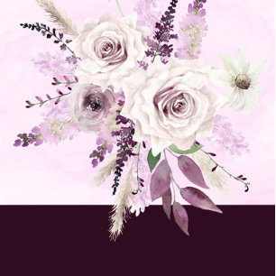 Wisteria Lavender White Roses Chic Wedding Kaart