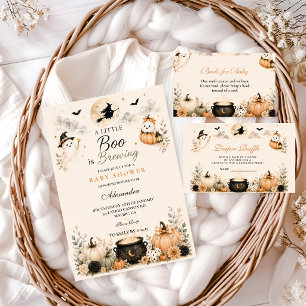 Elegante Little Boo Is Brewing Halloween Baby Show Kaart