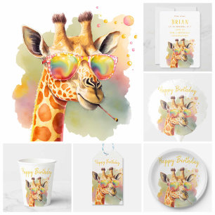 Waterverf Giraffe - Verjaardagsuitnodiging Kaart
