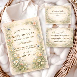 Blozende Gele Wilde Bloem Baby Shower Servet