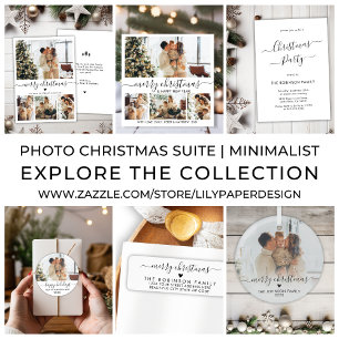 Minimalistische 3 Familie Fotocollage Kerstmis Keramisch Ornament