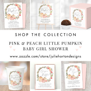 Pumpkin Pink Floral Waterverf Baby Sprinkle Briefkaart