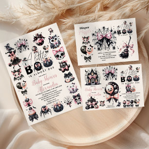 Gothic Roze Halloween Baby shower Raffle Diapper Informatiekaartje