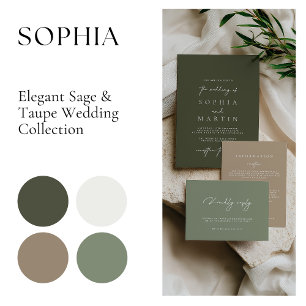 Elegant minimalistische Kaarten voor groene bruilo RSVP Kaartje