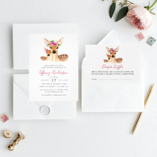Baby shower herten moeder en Baby luier rafel Informatiekaartje