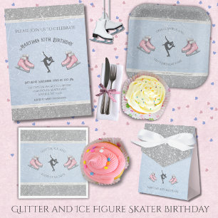 Glanzende Zilveren Glitter Schaatsster Verjaardags Servet