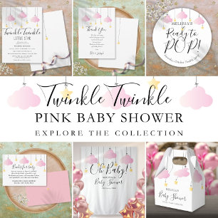 Oh Baby Twinkle Twinkle Roze Baby Shower Ronde Sticker