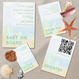 Baby Aan boord Surfing Beach Waterverf Baby shower Kaart