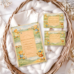 Retro Speeltuin Teddyberen Baby Shower Servet