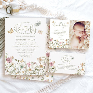 Een klein Butterfly Girl-Baby shower Kaart