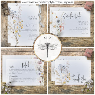 Boho Wildbloemen Modern Blue Response Kaart