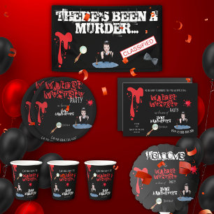 Murder Mystery Birthday Party Black Elegant Servet