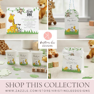 Safari Baby shower Oerwoud Animals Cute Boy Kaart