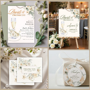 Parels en prosecco Vrijgezellenfeest delen een rec Informatiekaartje