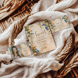 Vintage Pastel Wilde Bloem Sweet Sixteen Servet