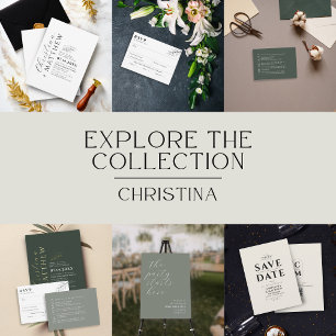 Minimalistisch Monogram Donker Bos Groen QR Code Save The Date