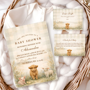 Neutrale Baby Shower met Boerderijvrienden Kaart